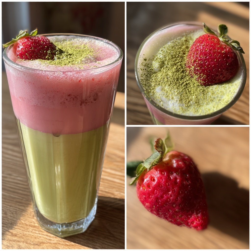 Iced Strawberry Matcha Latte At Home