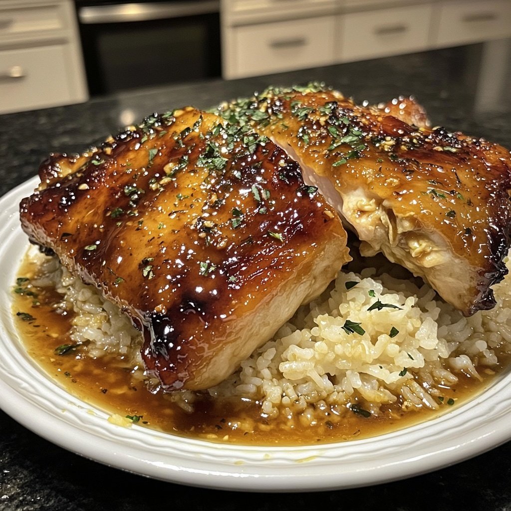 Caramelised Soy Chicken in Garlic Ginger Broth with Rice